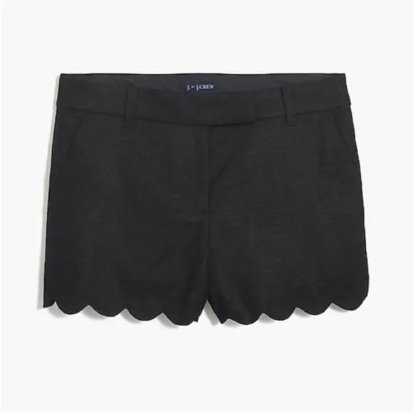 J. Crew Black Linen High Waist Scalloped Hem Shorts - Picture 3 of 6